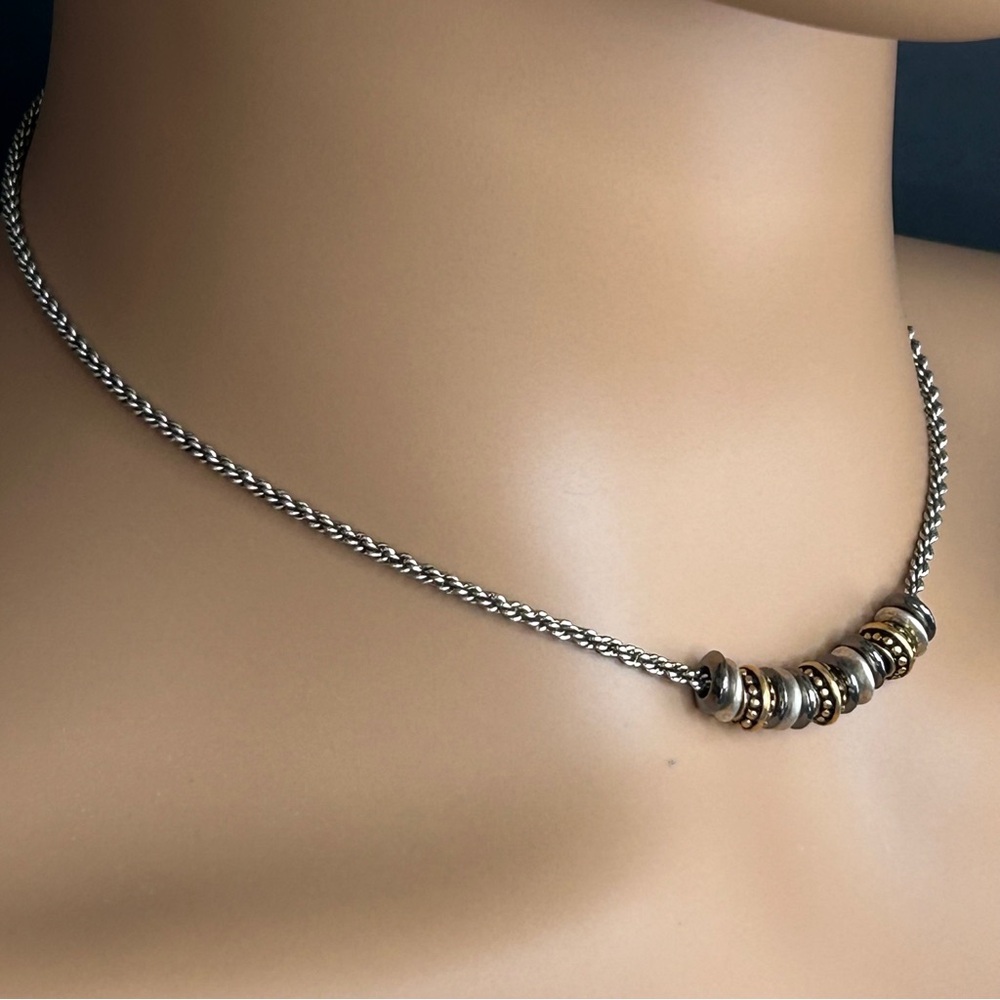 Minimalist Multicolored Mixed Metal Necklace - Picture 2 of 5